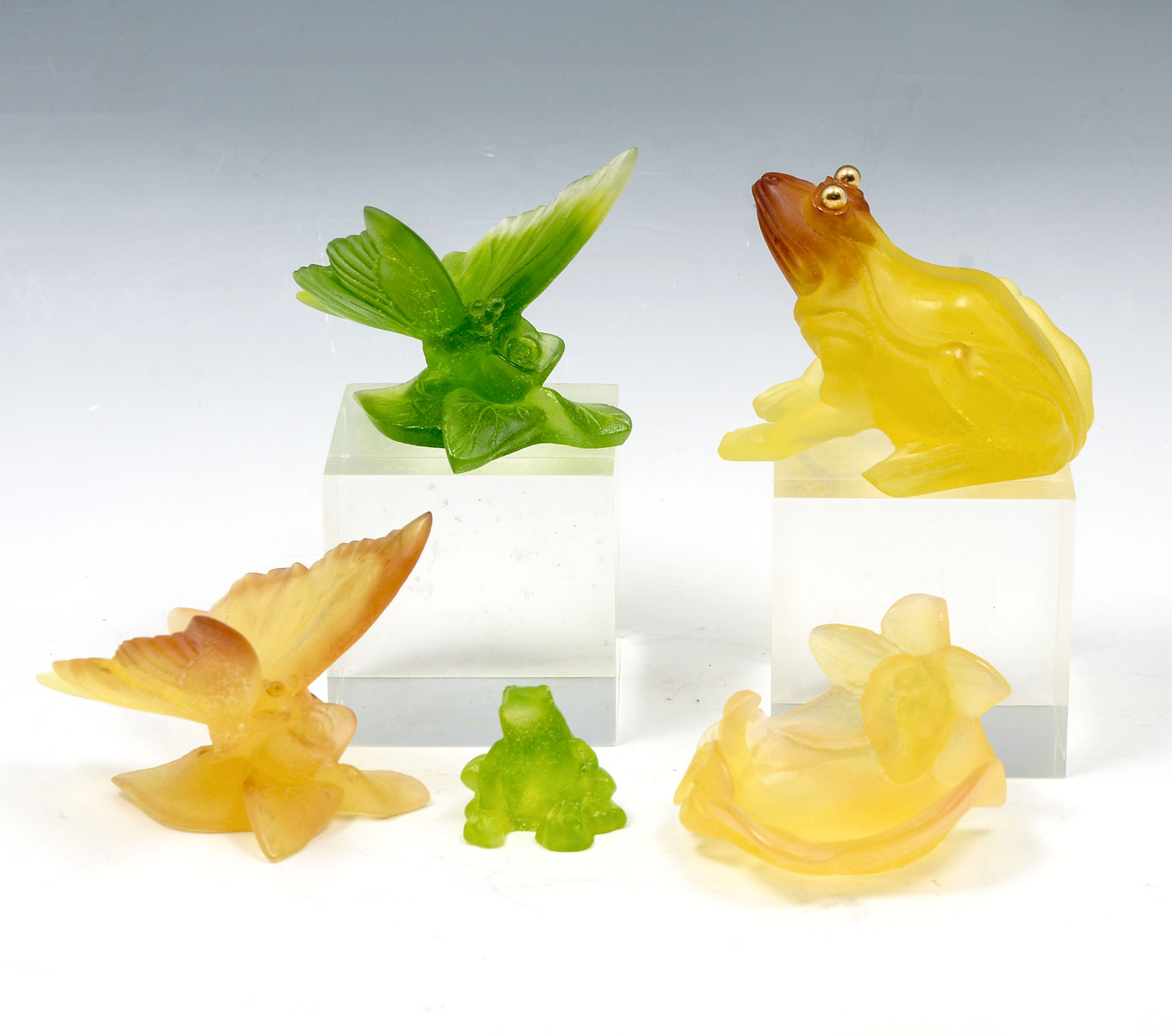 5 PC. DAUM PATE DE VERRE