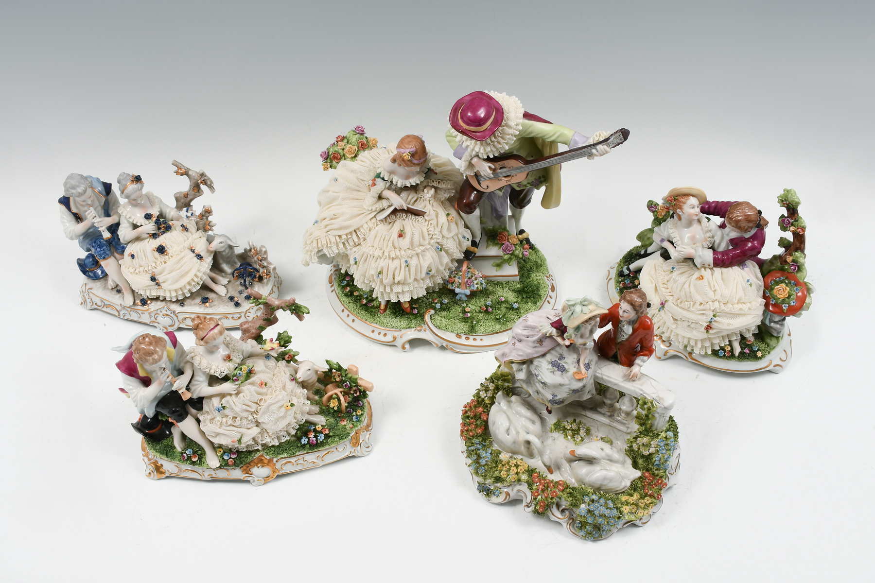 5 PC. DRESDEN LACE WORK FIGURAL