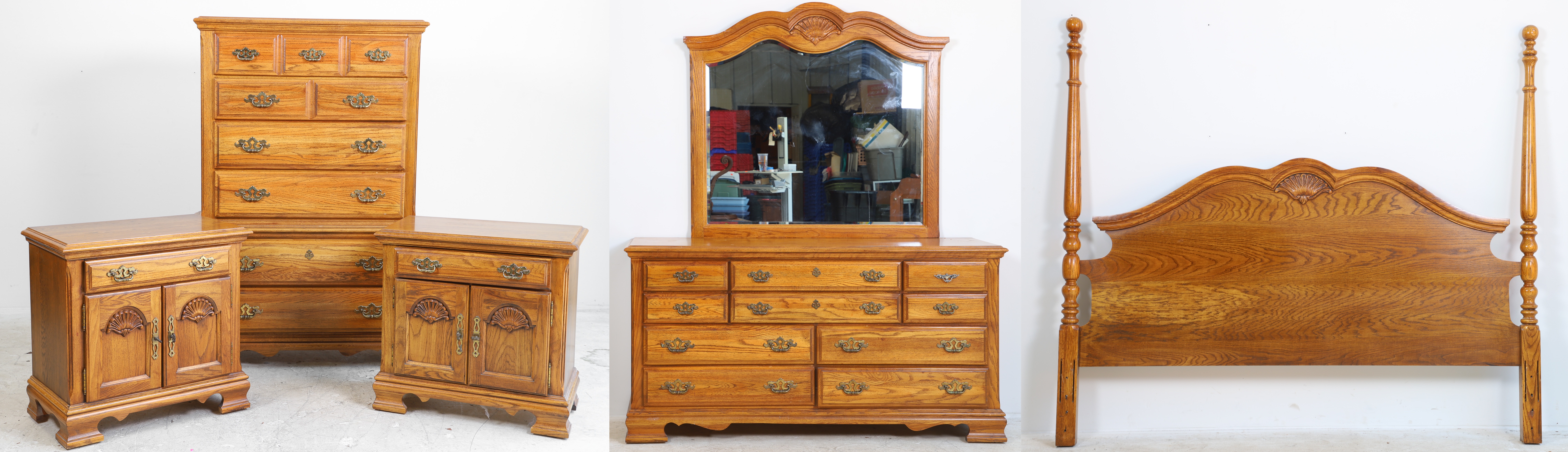 (5) pc Drexel oak bedroom set,