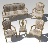 5 PC FRENCH CARVED GOLD GILT P
