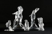 5 PC. FRENCH LALIQUE NUDE FIGU
