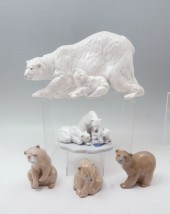 5 PC. LLADRO PORCELAIN BROWN &