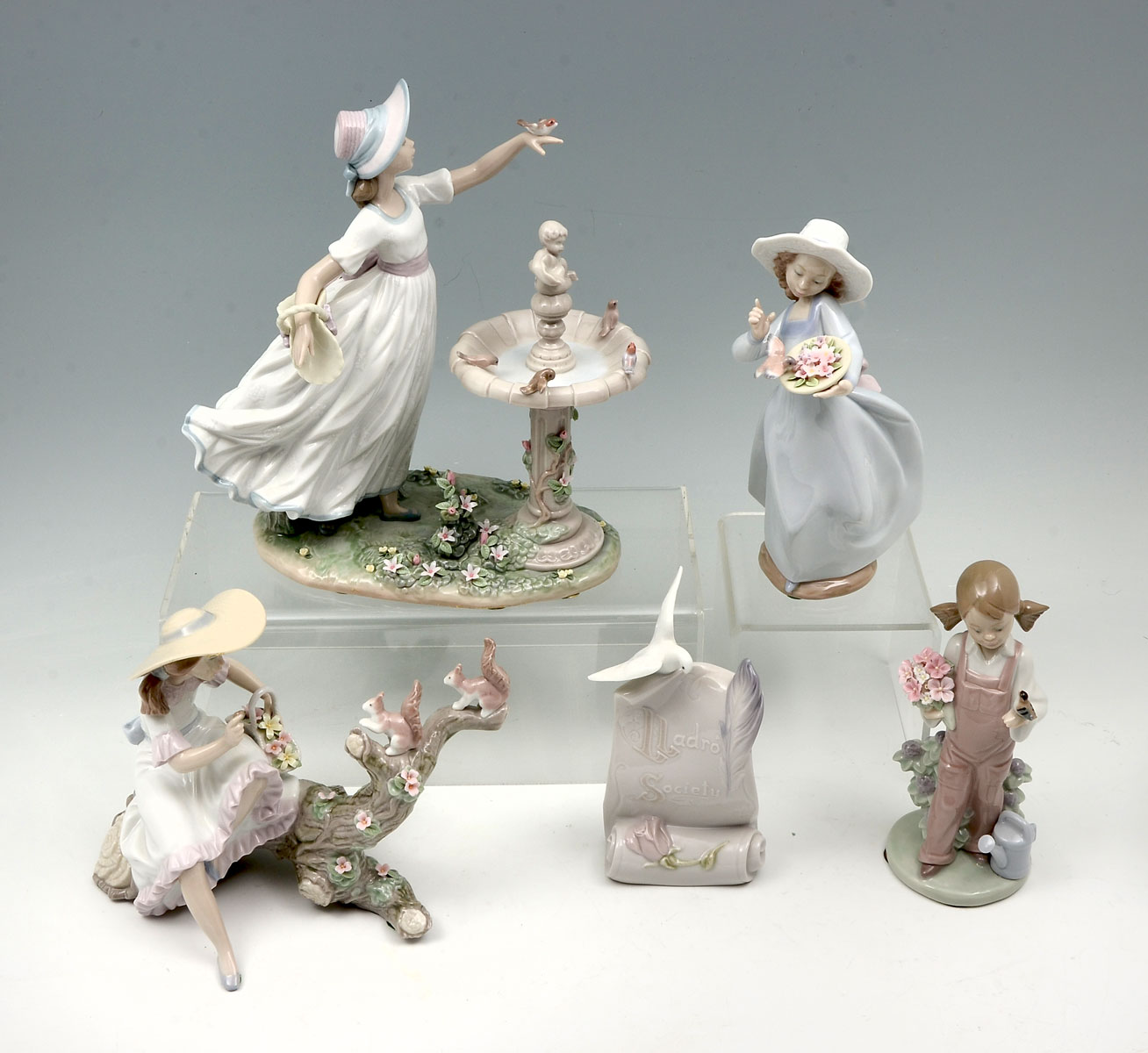5 PC. LLADRO SQUIRREL & BIRD