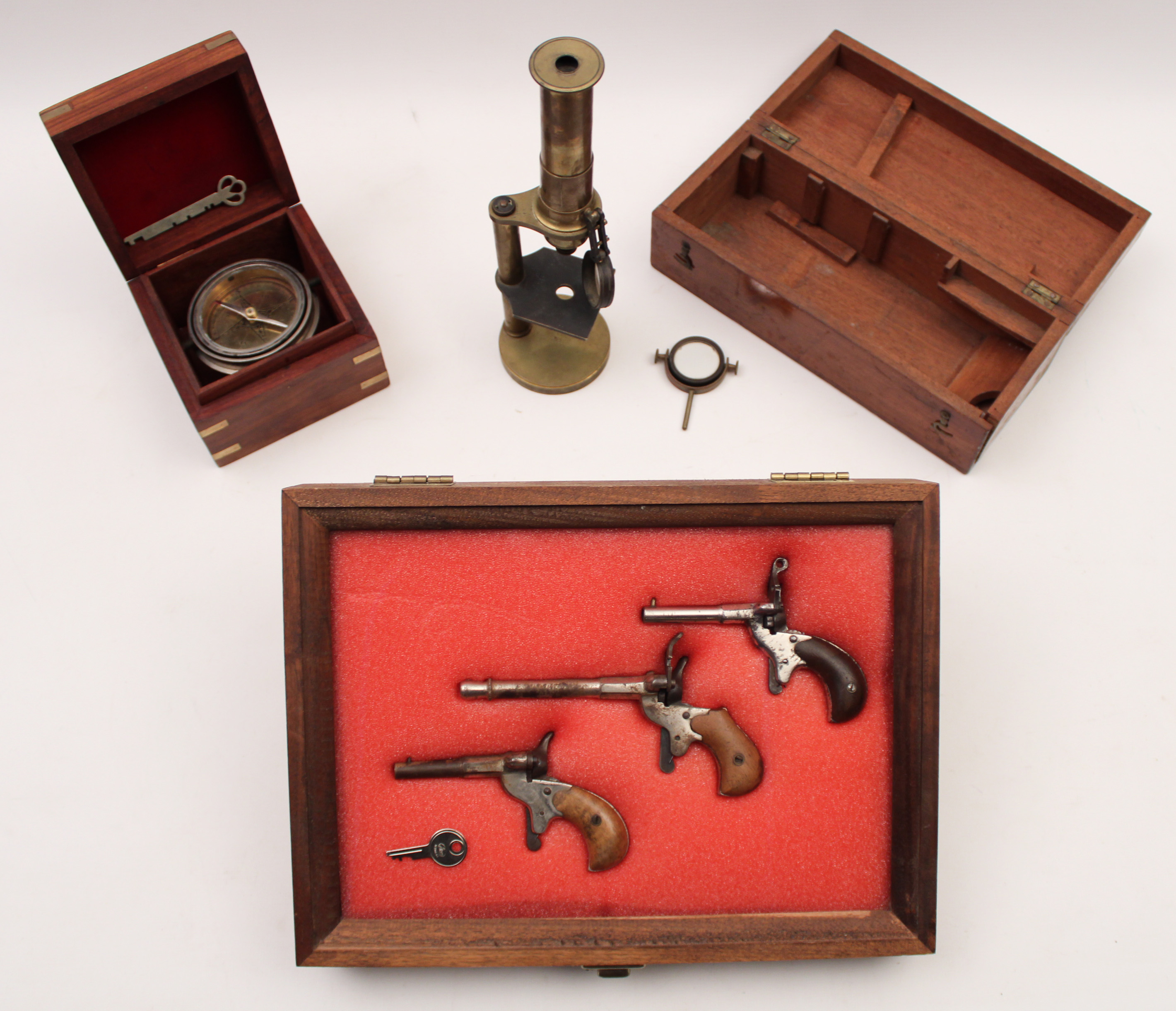 5 PC. LOT; COMPASS, MICROSCOPE &