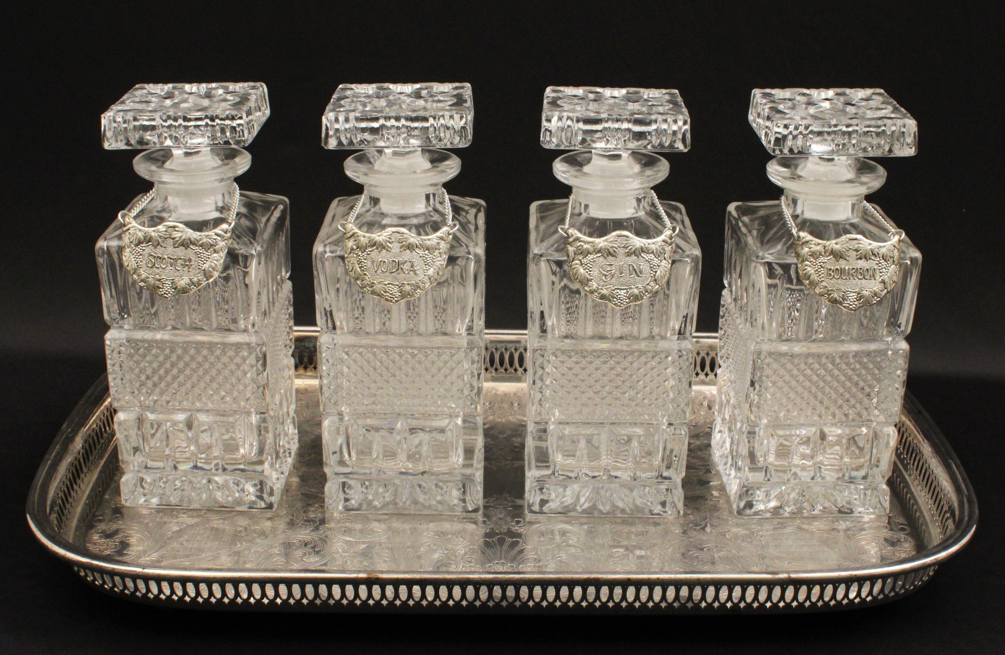 5 PC. LOT OF 4 CRYSTAL DECANTERS
