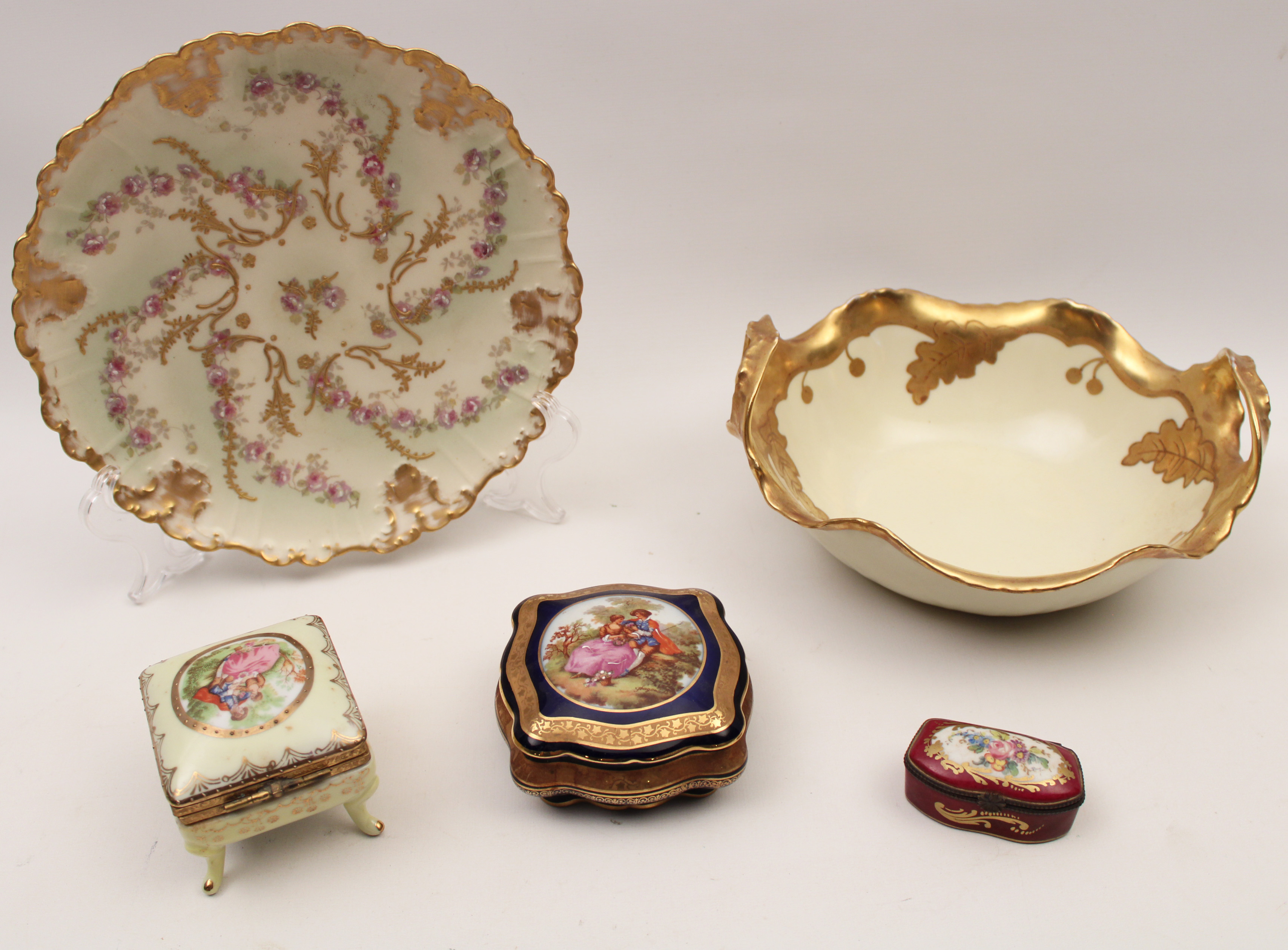 5 PC. LOT OF FRENCH HANDPAINTED