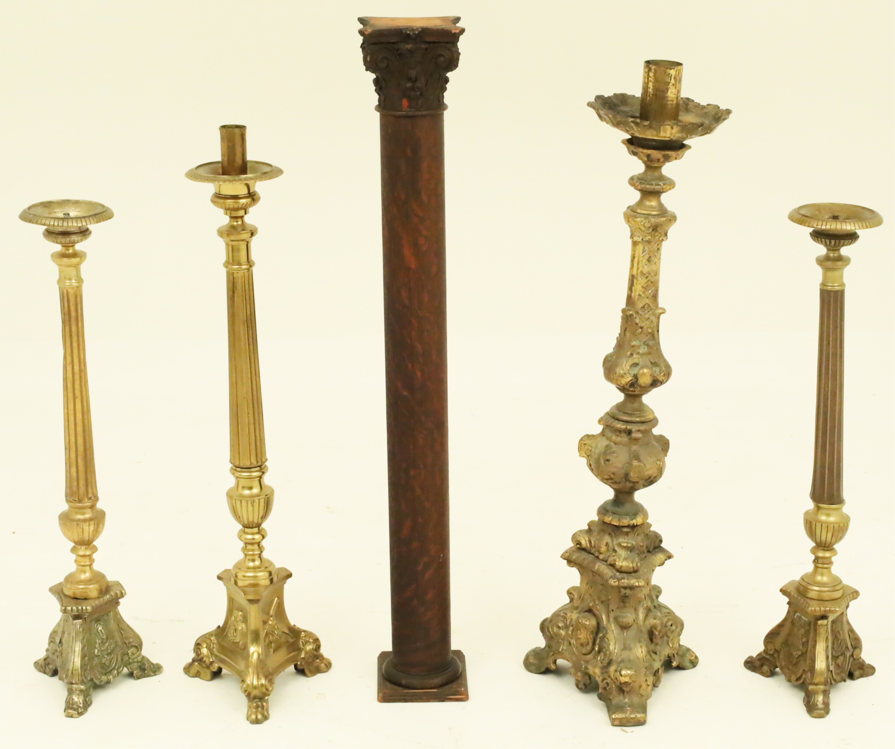 5 PC. LOT OF PRICKET CANDLESTICKS