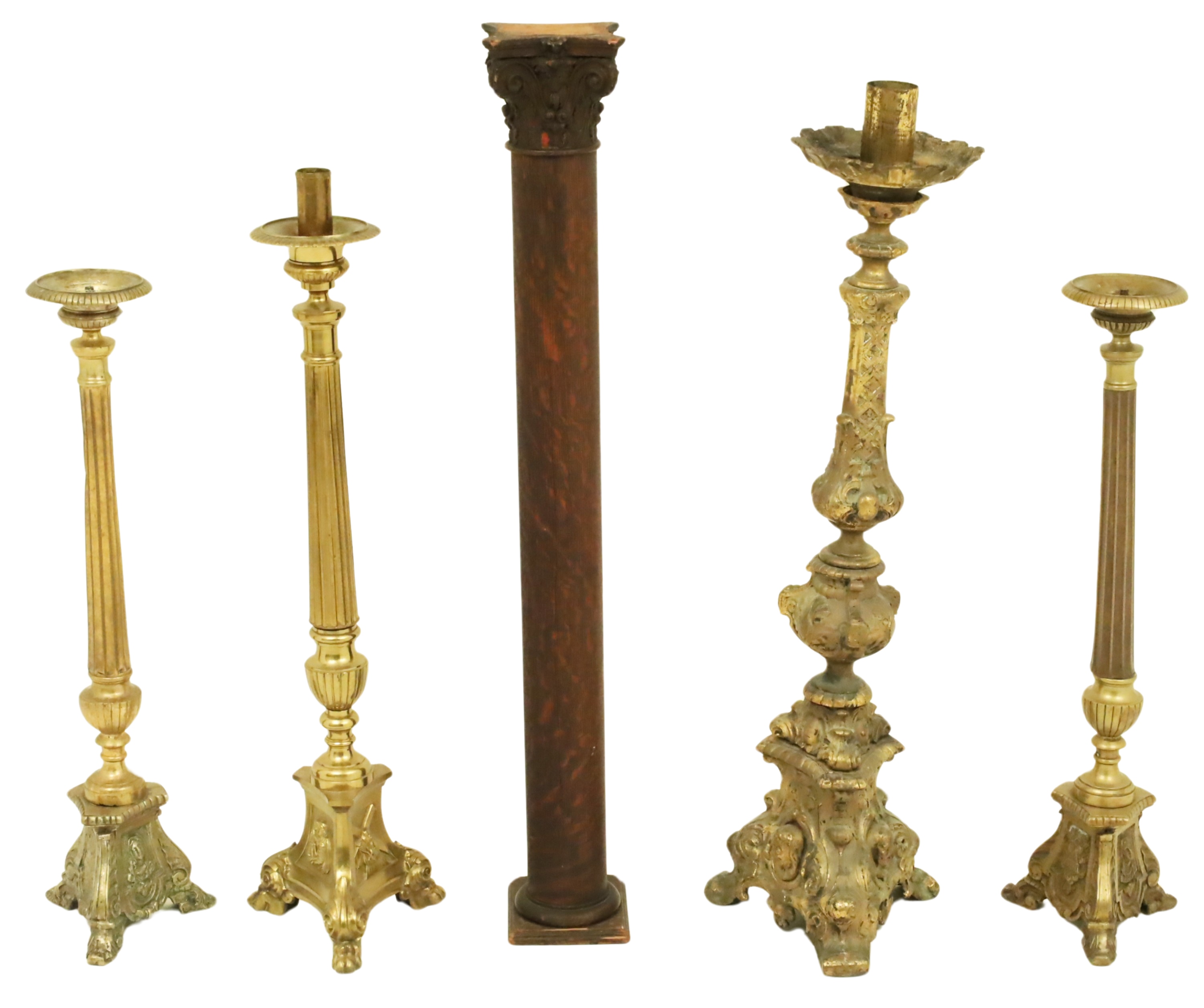 5 PC LOT OF PRICKET CANDELSTICKS