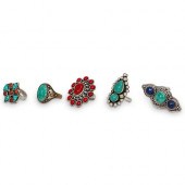 (5 PC) NAVAJO STYLE STERLING A