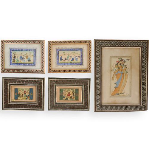 (5 PC) PERSIAN PAINTINGS ON