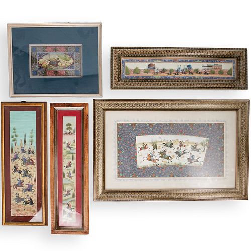 (5 PC) PERSIAN PAINTINGS ON