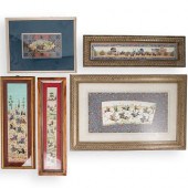 (5 PC) PERSIAN PAINTINGS ON BO