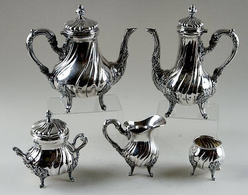 5 PC PERUVIAN STERLING SILVER TEA &