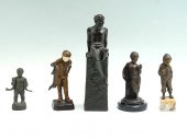 5 PC SCULPTURE LOT: Bronze of