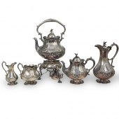 (5 PC) SILVER PLATED TEA SERVI