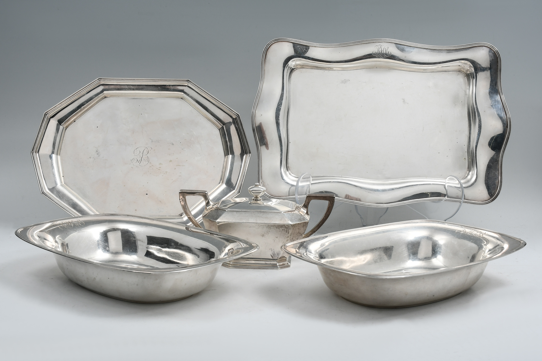 5 PC. STERLING TRAYS, BOWLS, &