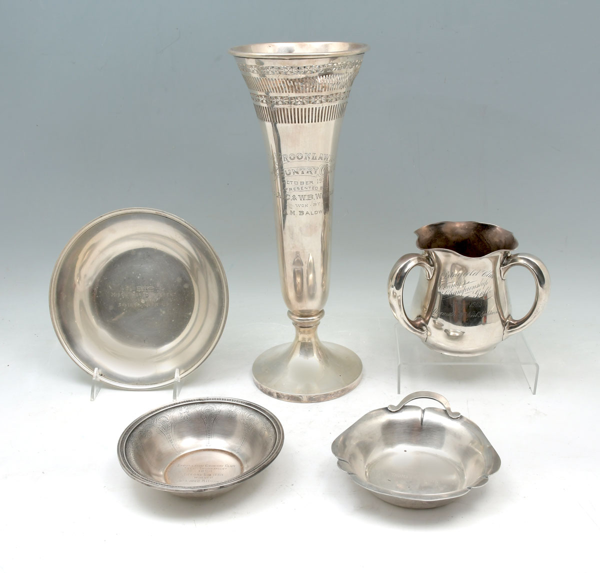 5 PC. STERLING TROPHY COLLECTION: