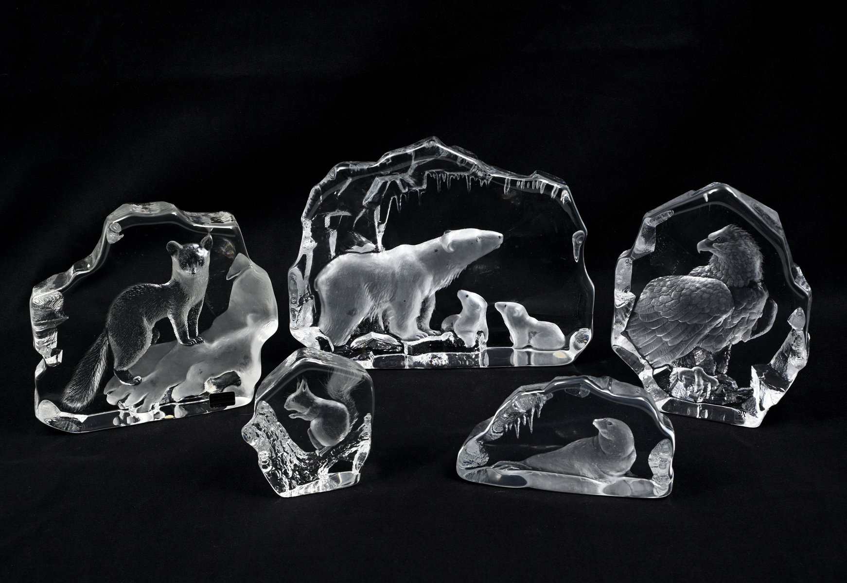 5 PC. SWEDISH MATS JONNASON CRYSTAL