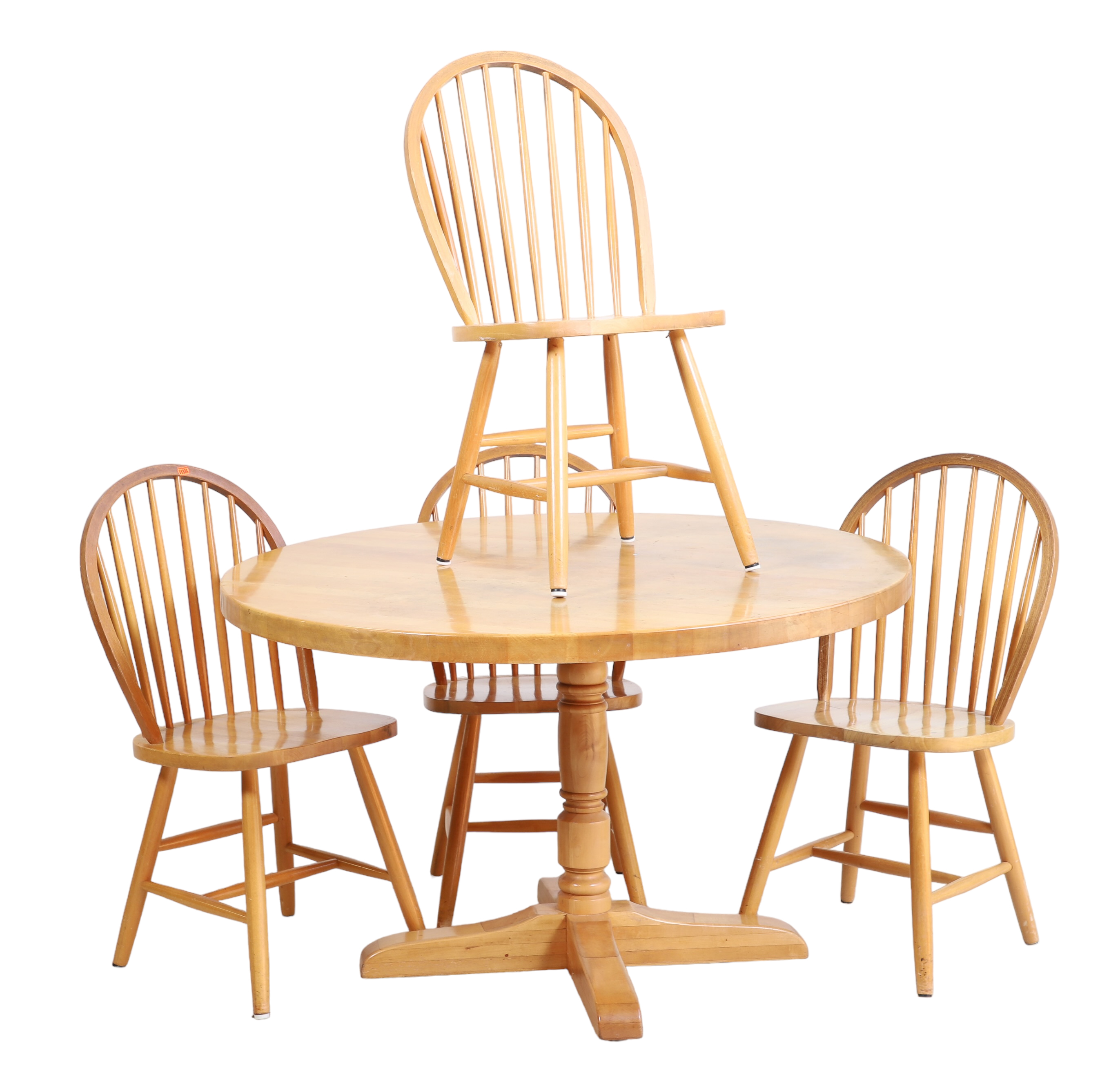 (5) pc walnut dining set, 4 bowback