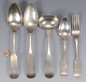 5 PCS. AL COIN SILVER FLATWARE