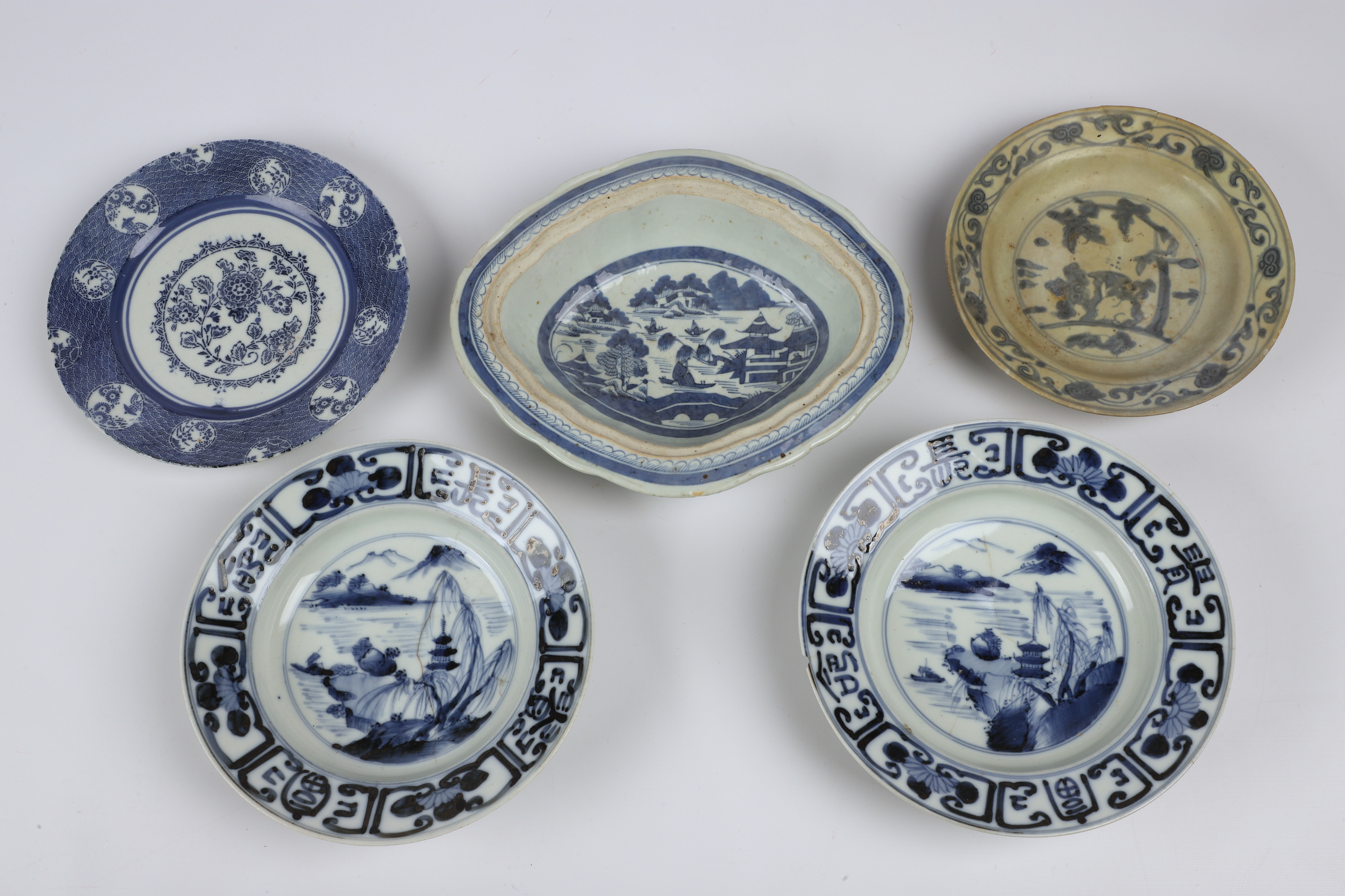 (5) Pcs Asian blue & white