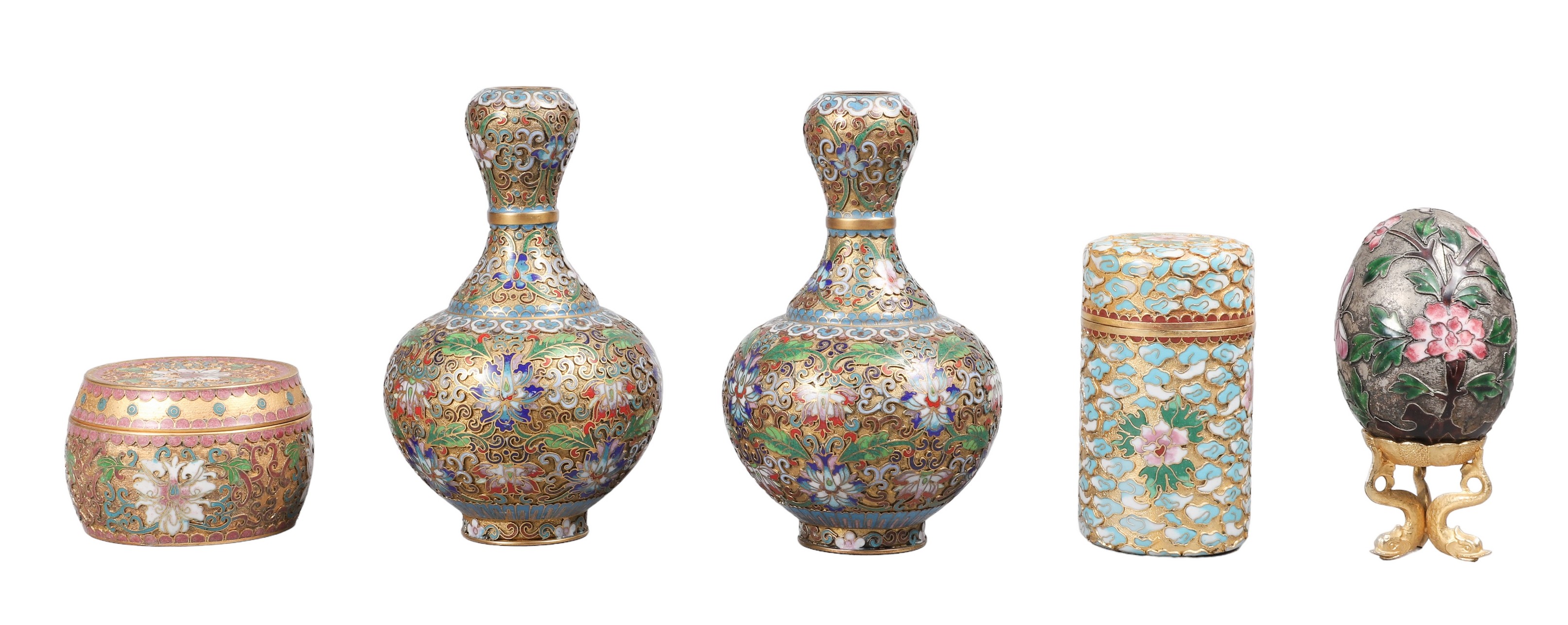 (5) Pcs Chinese cloisonne,