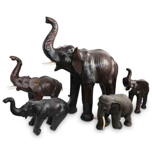 (5 PCS) ELEPHANT SCULPTURE GROUPING