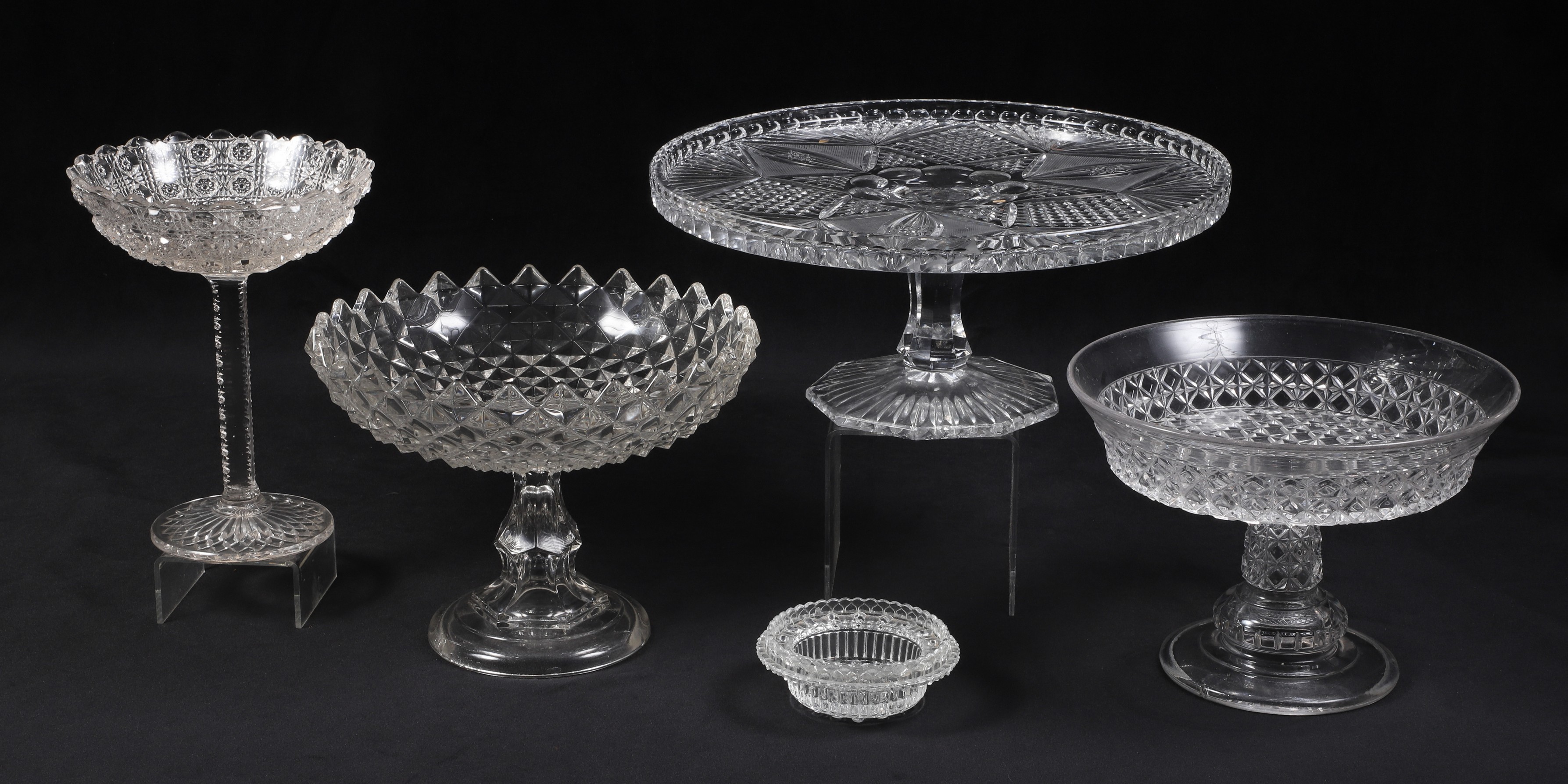 (5) Pcs glassware, c/o cut glass