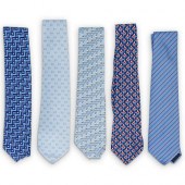 (5 PCS) HERMES SILK NECKTIE GR
