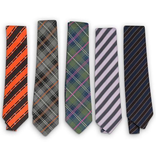 (5 PCS) HERMES SILK NECKTIE GROUP -