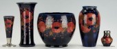 5 PCS. MOORCROFT ART POTTERY,