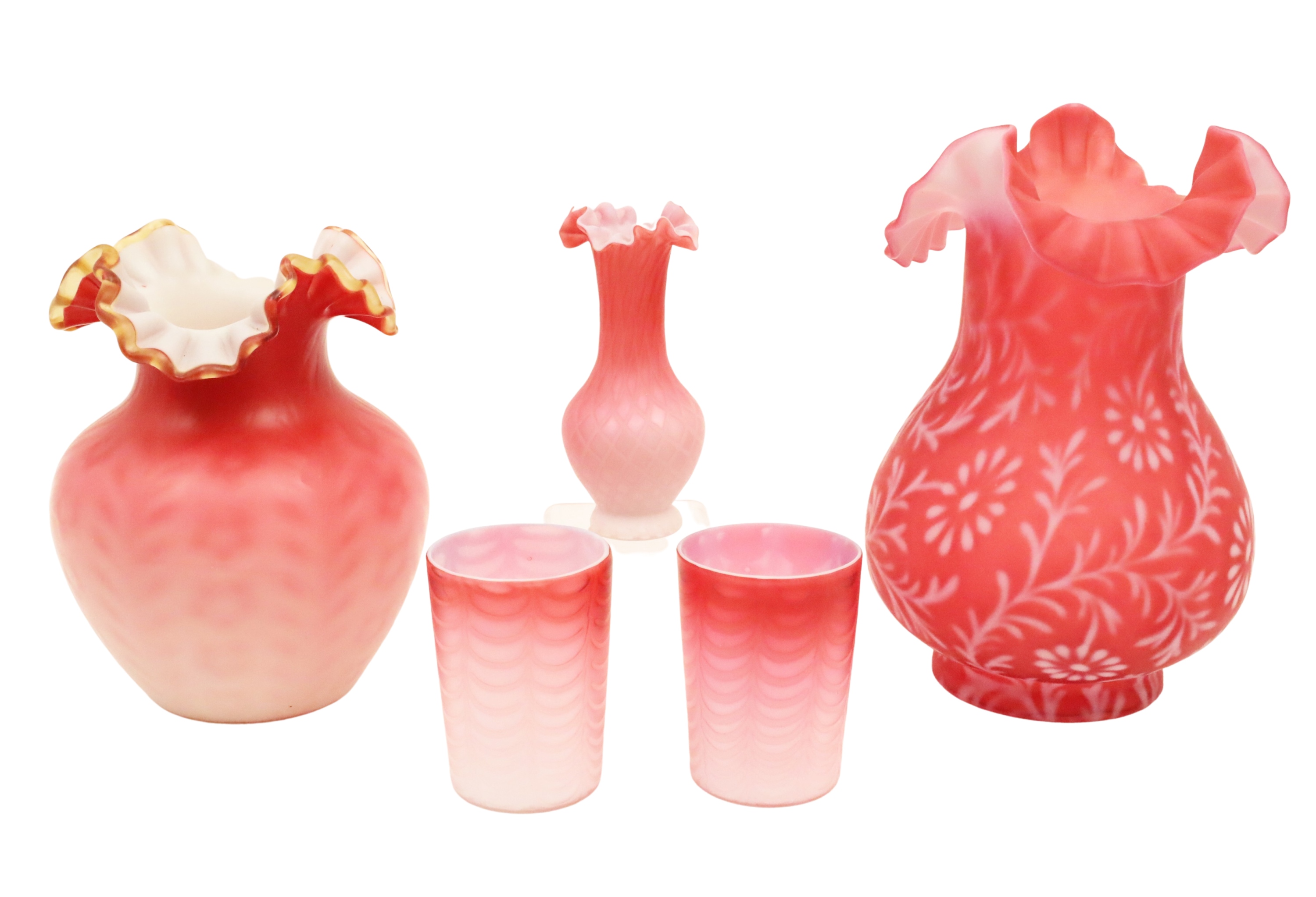 5 PCS OF SATIN ART GLASS Five
