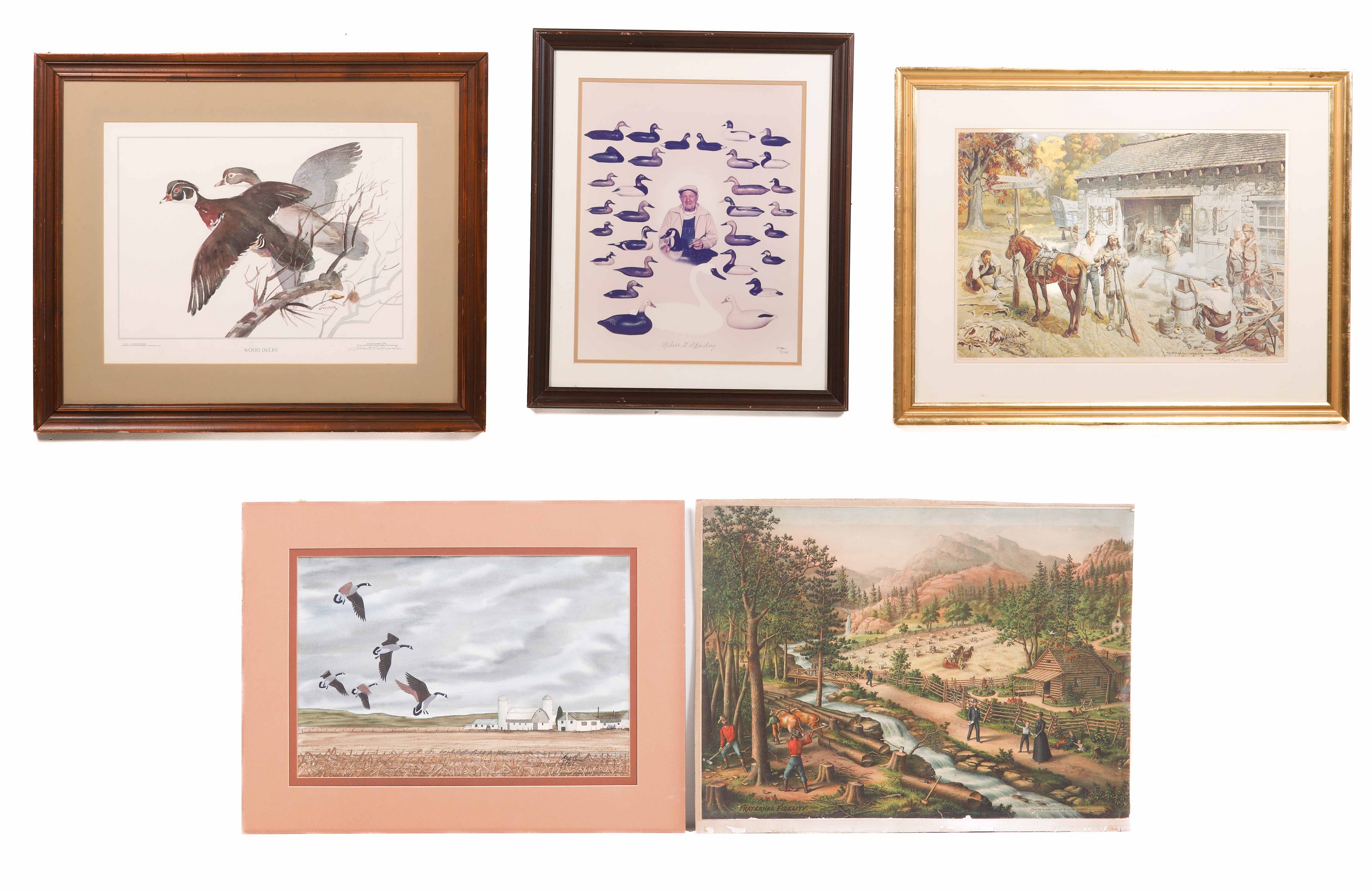 (5) pcs Prints and Watercolor "Wood