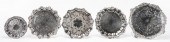 5 PCS, SILVERPLATE SALVERS, EL