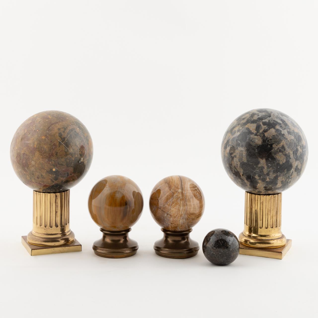 5 PCS, STONE AND MARBLE ORBS WITH