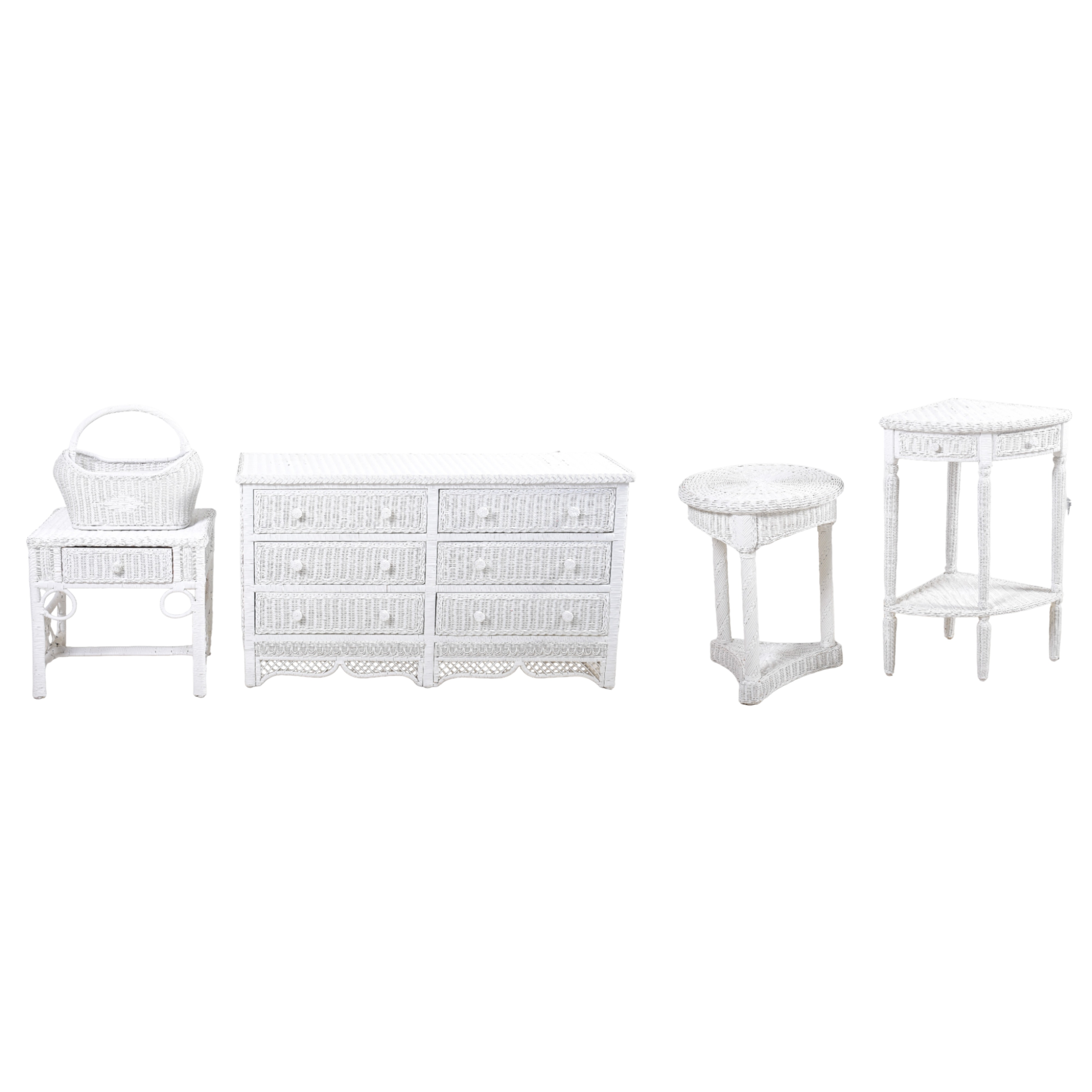 (5) pcs wicker bedroom furniture,