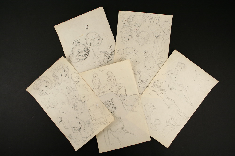(5) PENCIL DRAWINGS - Studies of