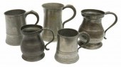 (5) PEWTER MUGS & MEASURES, 19