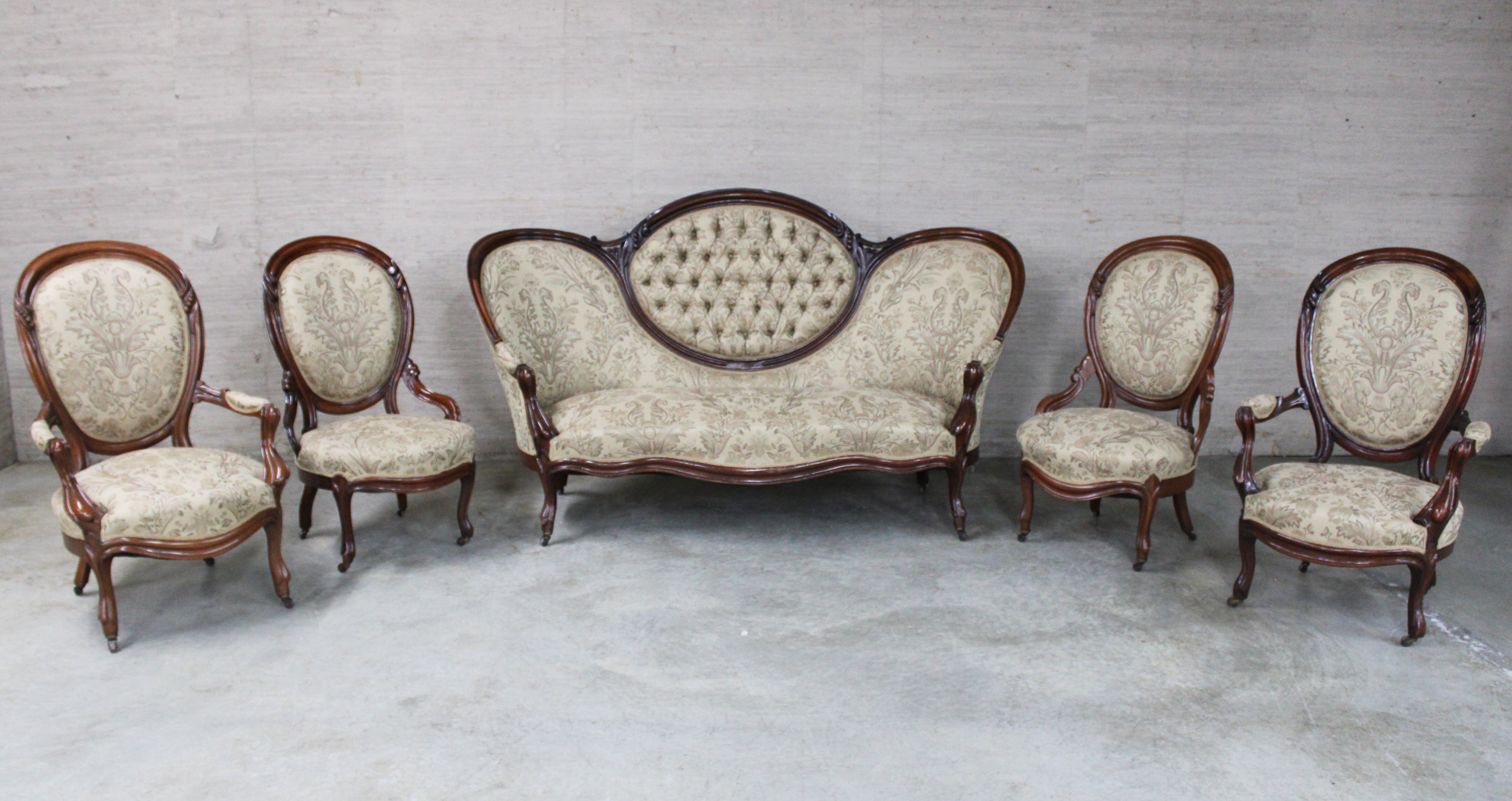 5 PIECE AMERICAN VICTORIAN WALNUT