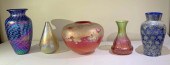 5 PIECE ART GLASS VASE COLLECT