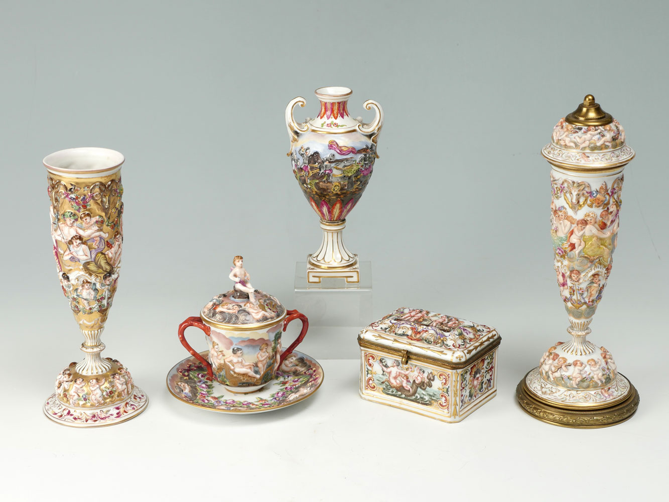 5 PIECE CAPODIMONTE PORCELAIN