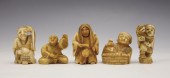 5 PIECE CARVED IVORY & BONE NE