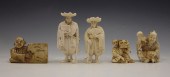 5 PIECE CARVED IVORY FIGURES N