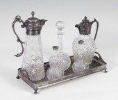 5 PIECE CUT GLASS AND SILVERPL