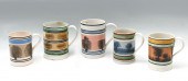 5 PIECE EARLY MOCHAWARE MUGS S