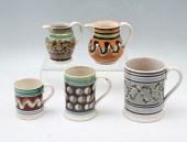 5 PIECE EARLY MOCHAWARE MUGS &