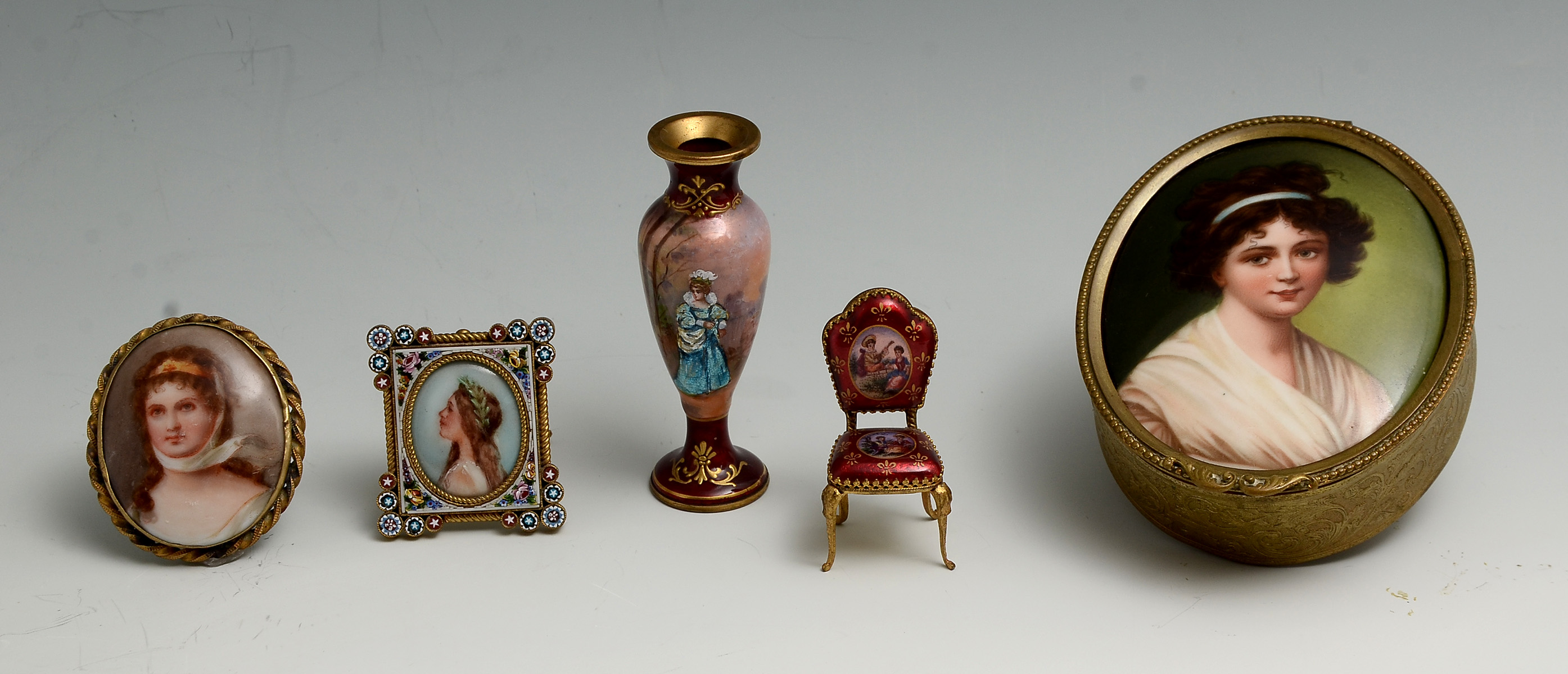 5 PIECE ENAMELED MINIATURE
