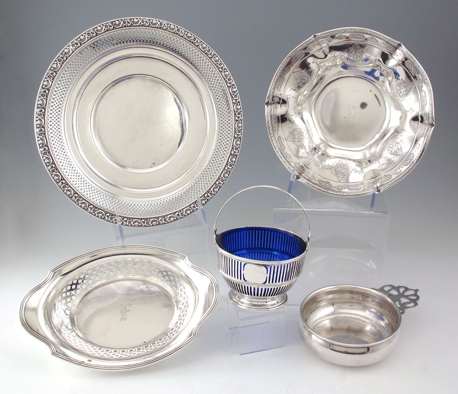 5 PIECE ESTATE STERLING BOWLS AND