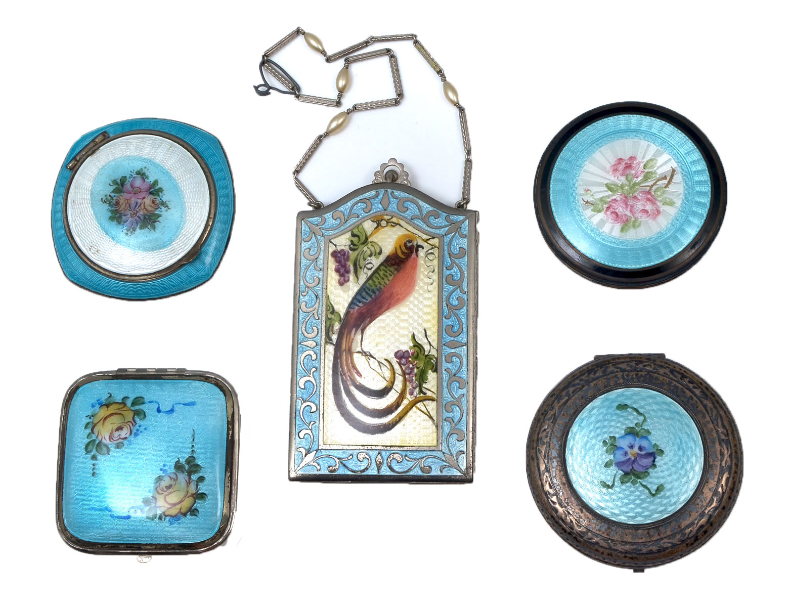 5 PIECE GUILLOCHE ENAMELED
