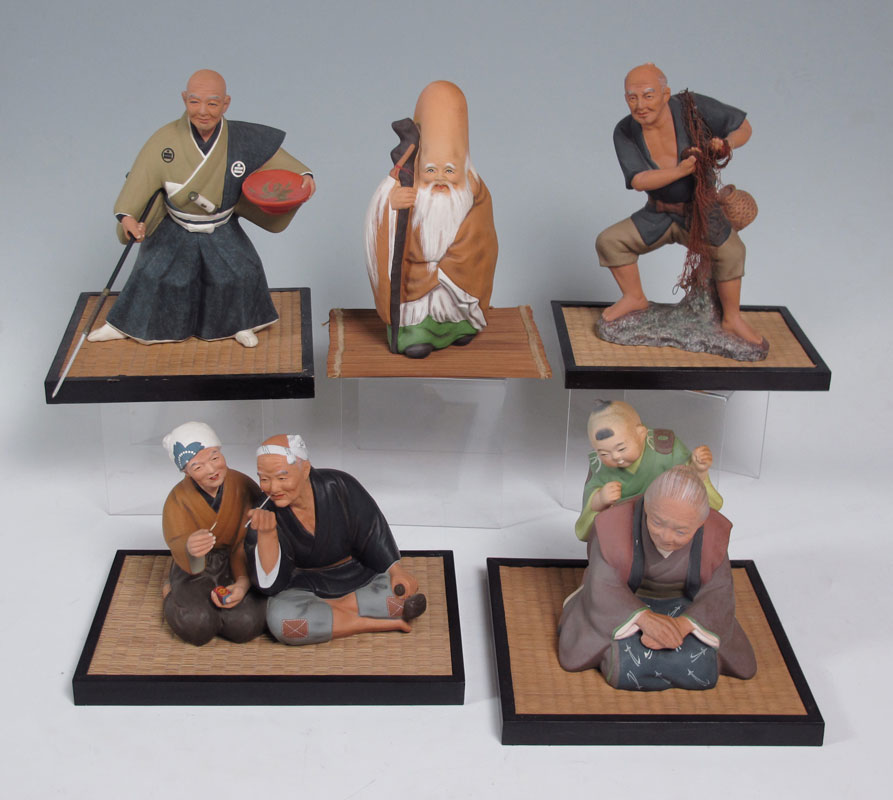 5 PIECE JAPANESE HAKATA DOLLS: To
